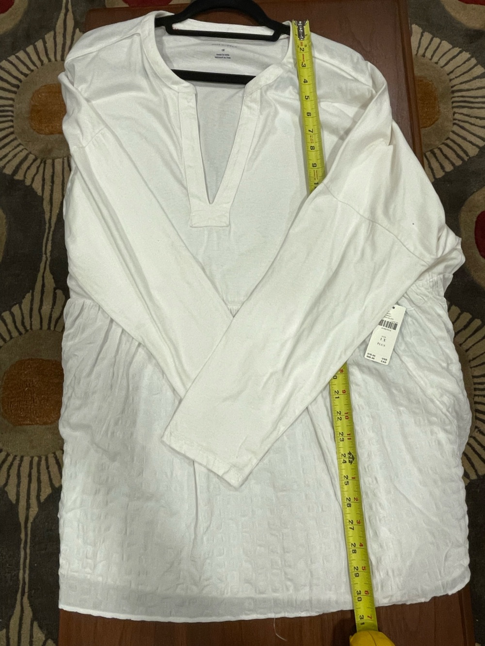 NWT Anthropologie Pilcro White V-Neck Gathered Babydoll Tunic plus size 1X - Picture 6 of 9